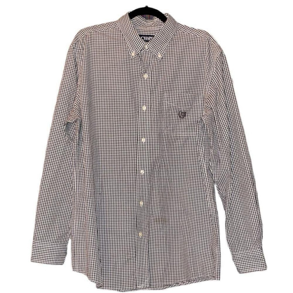 CHAPS | Black and White Checkered Button Down Long Sleeve Dress Shirt